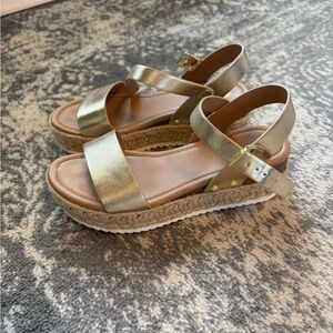 Gold Strappy Espadrille Sandals